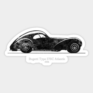 Bugatti Type 57 SC Atlantic 1936 - Black and White 01 Sticker